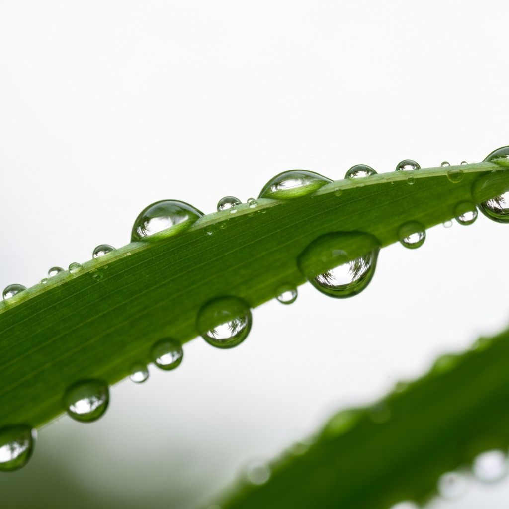 Kristallklare Tautropfen auf Blatt